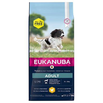 3kg free! 18kg Eukanuba Breed Chicken