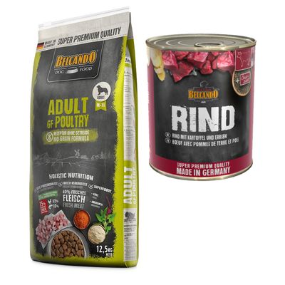 Belcando Adult Combo Pack: 12.5 kg dry food grain-free + 12 x 800 g Super Premium