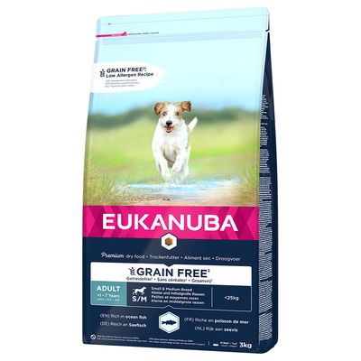 Eukanuba Grain Free Adult Small / Medium Breed with sea fish